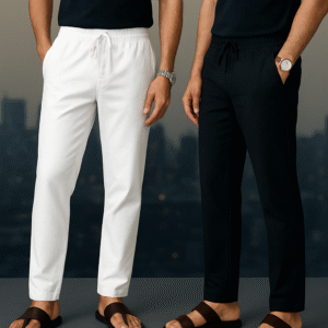 সাদা-কালো মাইক্রো-স্টিচ পায়জামা কম্বো