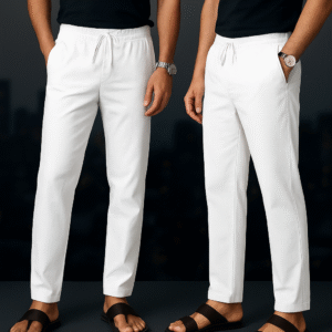 দুটি সাদা মাইক্রো-স্টিচ পায়জামা কম্বো